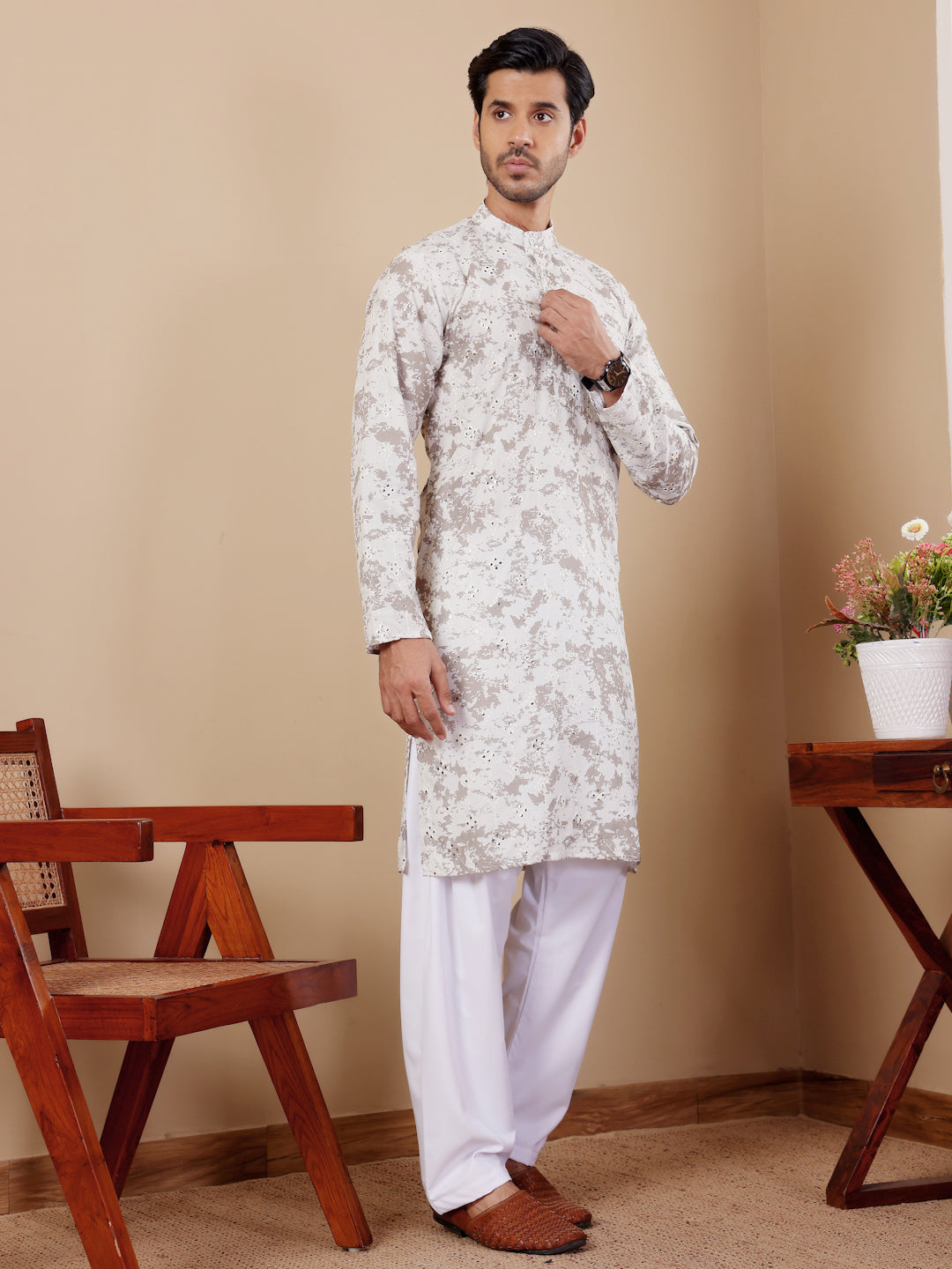 Light Green Tie Dye Viscose Kurta Set