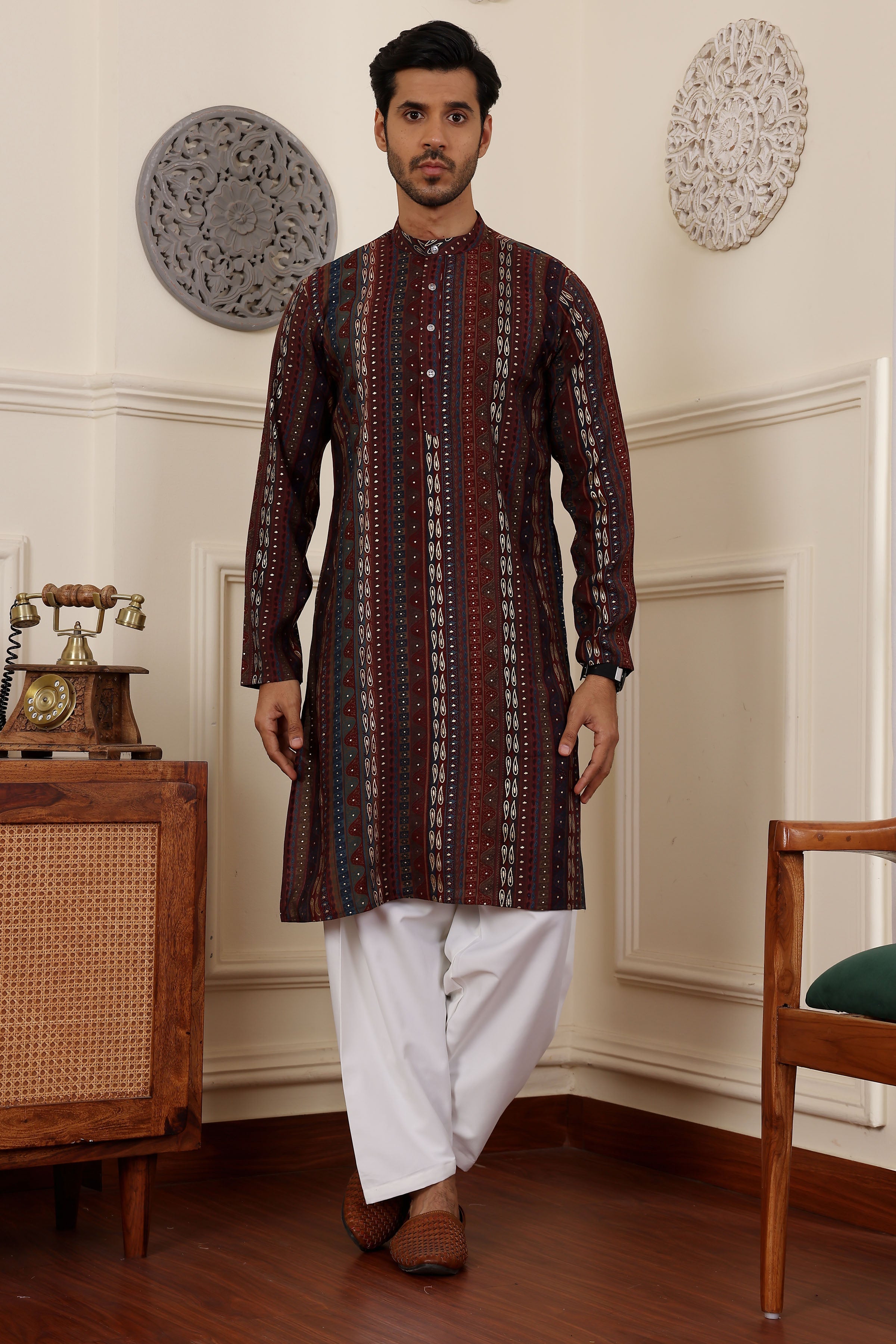 Multicolor Readymade Kurta Pajama Set – Modal Silk & Art Silk