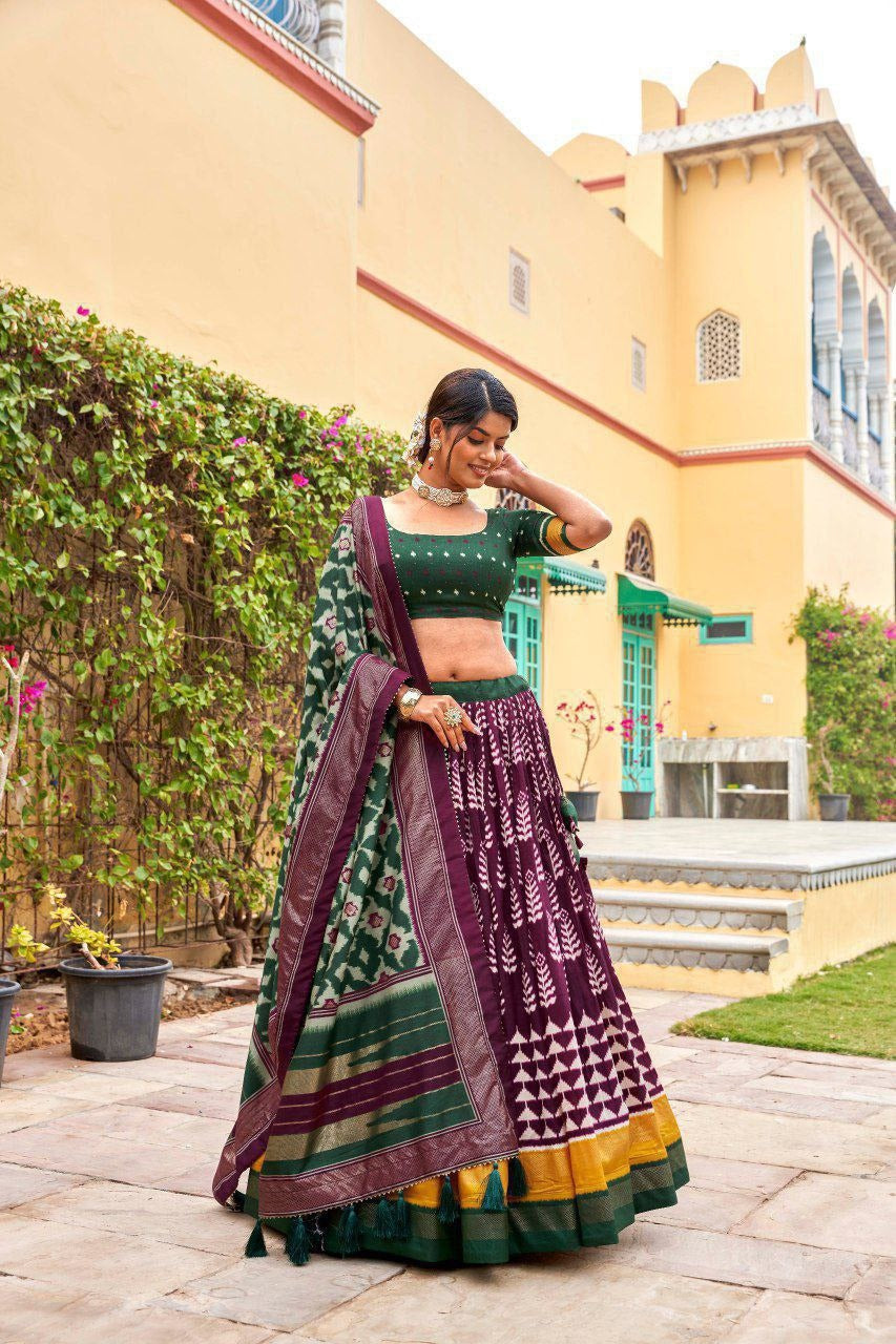 elegant-green-maroon-patola-print-chaniya-choli