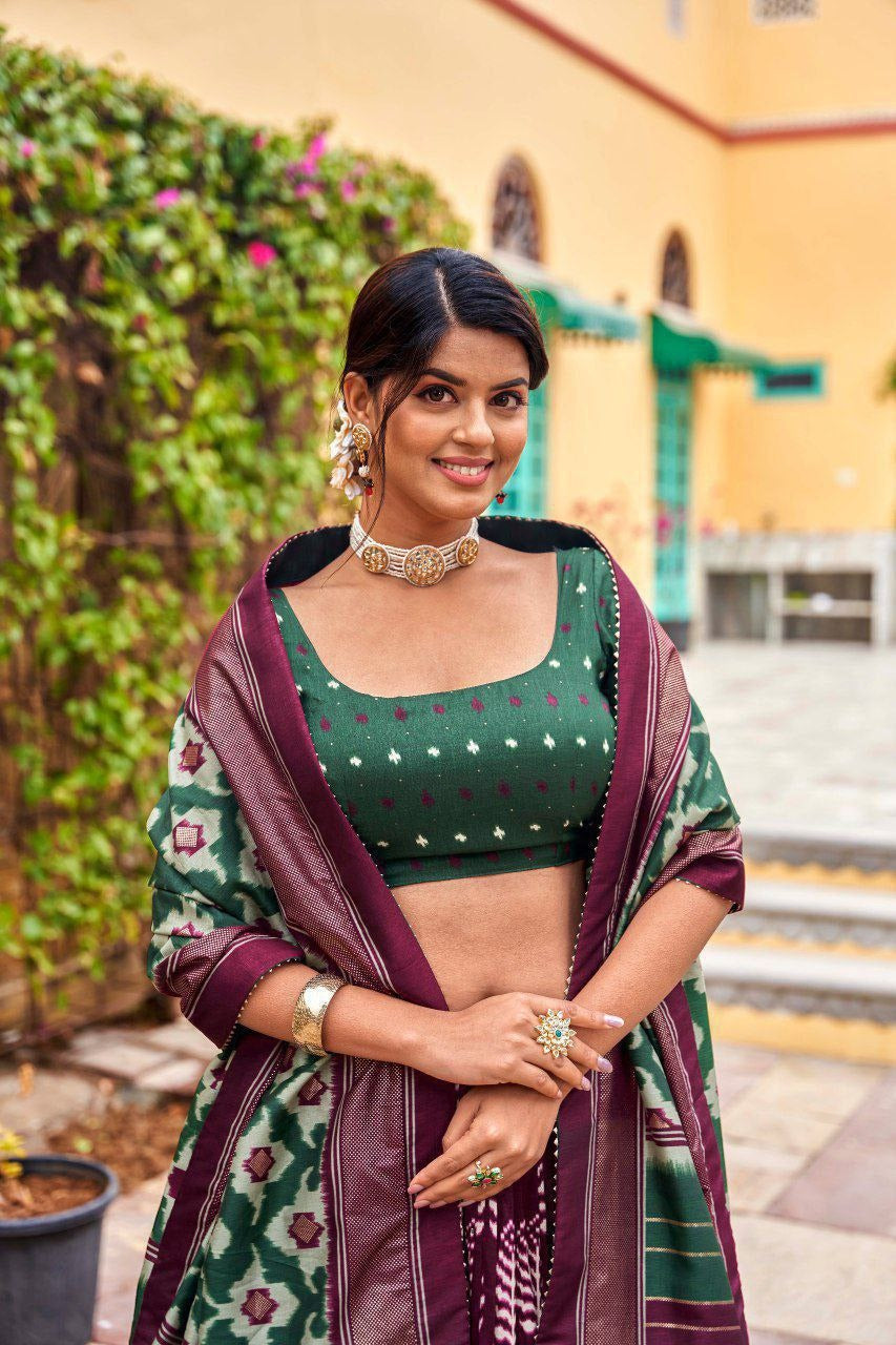 elegant-green-maroon-patola-print-chaniya-choli